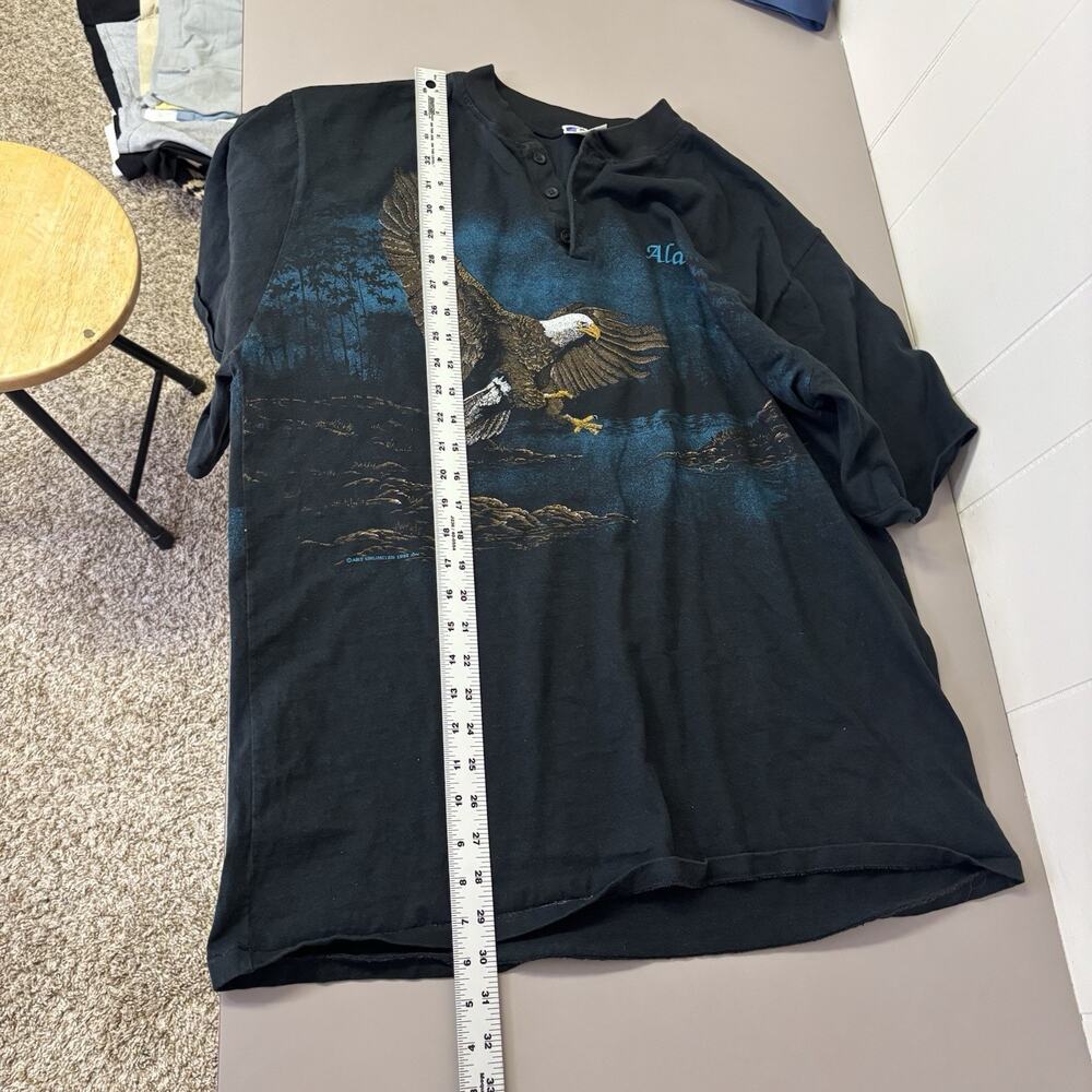 Vintage 90s Art Unlimited Henley T Shirt XXL 2XL Bald Eagle Nature 1992 - Picture 9 of 9